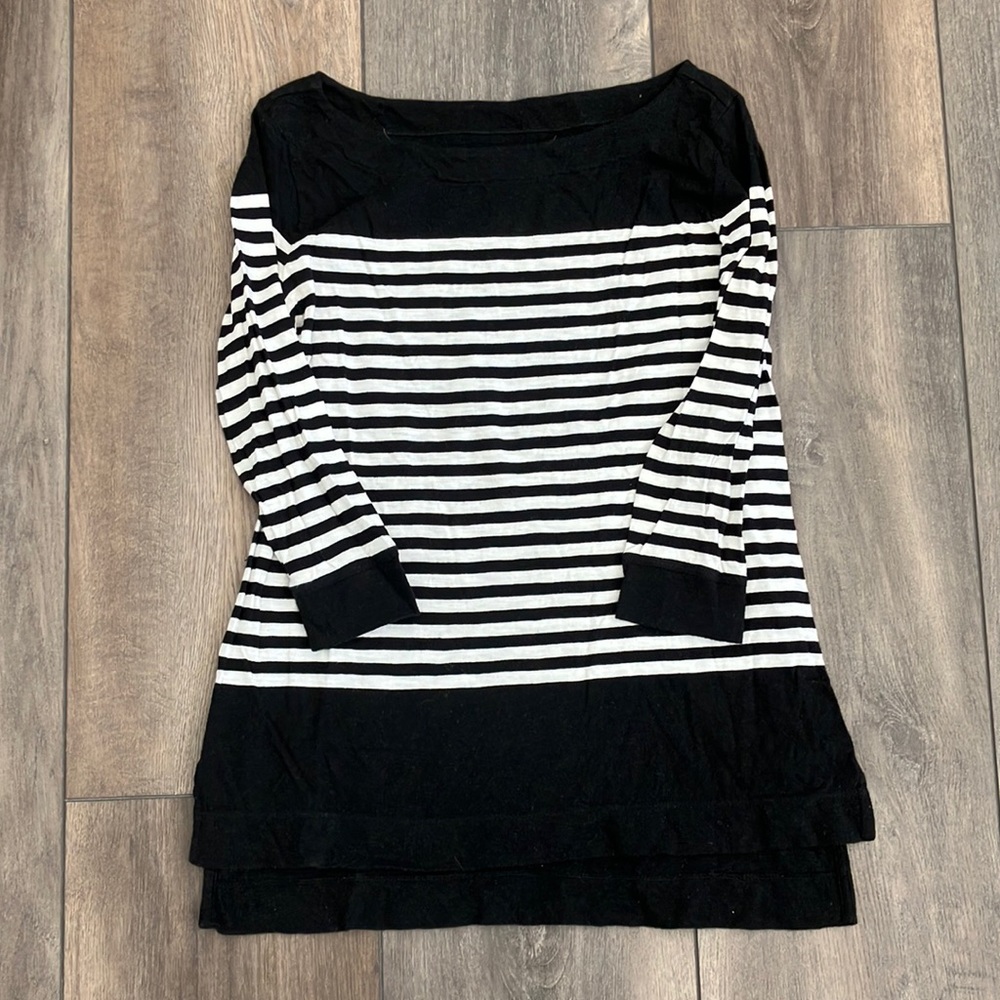 Black & White Striped LOFT Tunic Top